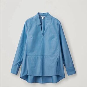 COS Lapel Neck Cotton V-Neck 100% Cotton Shirt Blouse Size 6